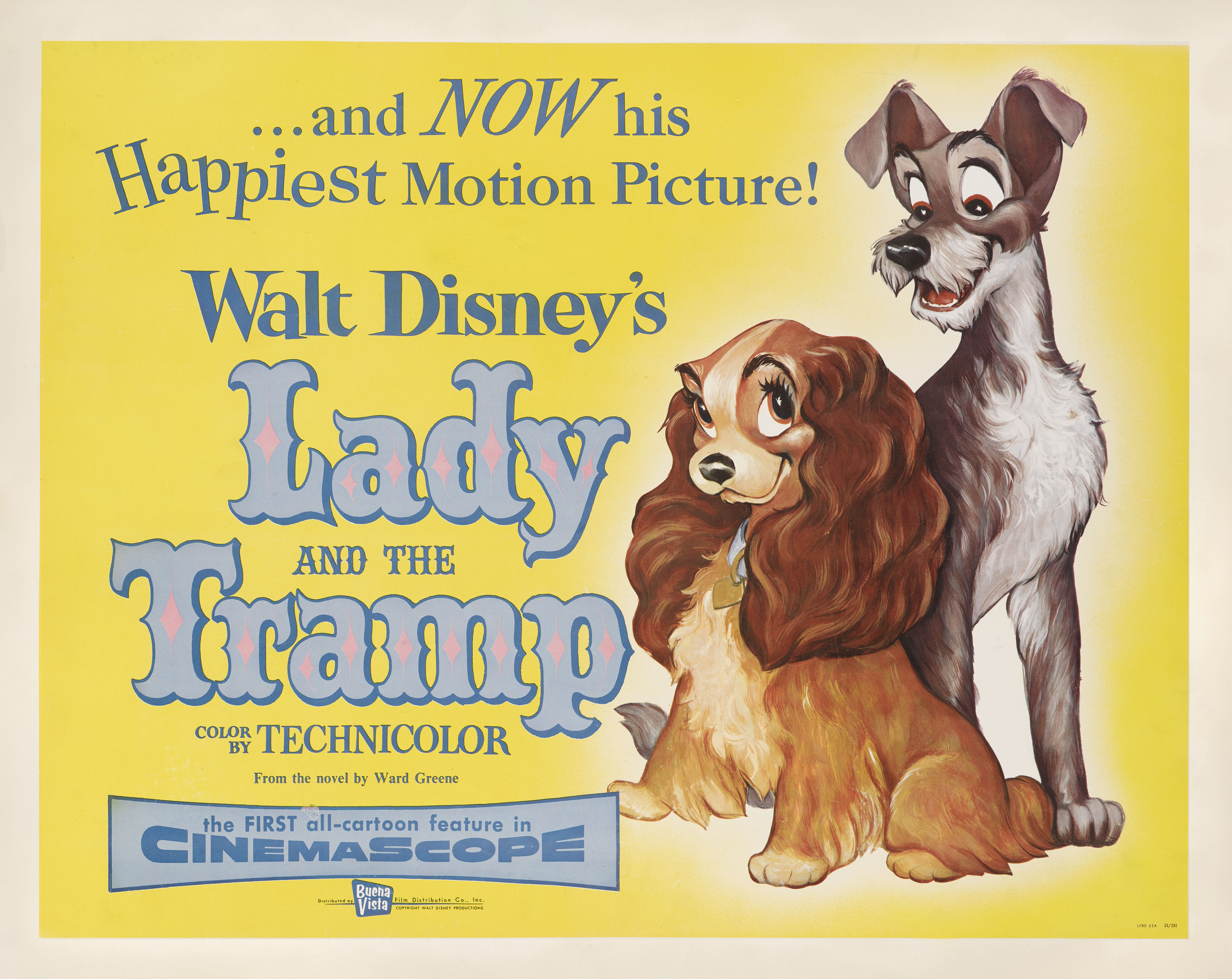 Lady and the Tramp (1955) Original US poster Unframed: 22 x 28 in. (56 x 71 cm)Unfolded and paper ba
