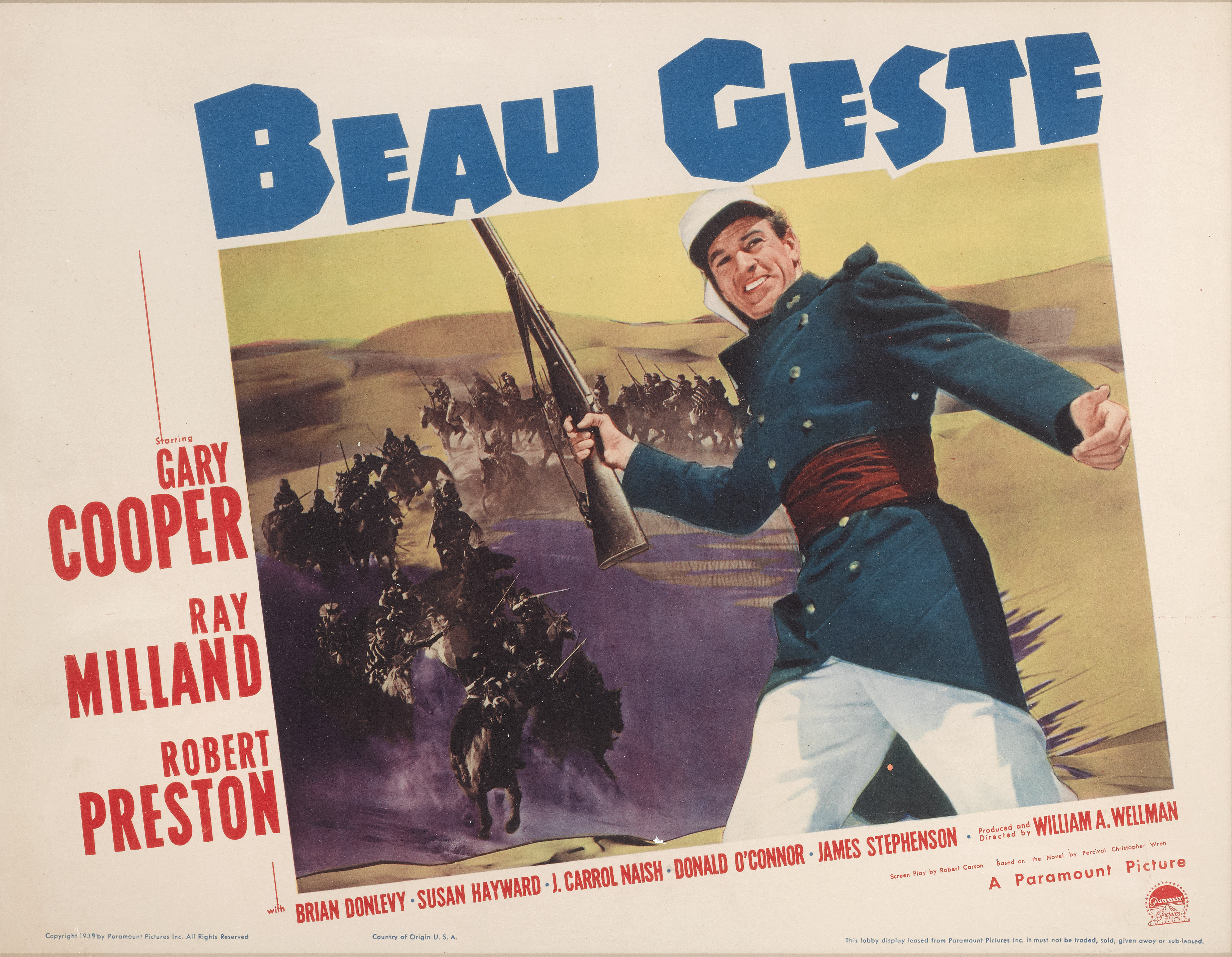 Beau Geste (1939) Original US lobby card Unframed: 11 x 14 in. (28 x 36 cm)Framed: 19 3/4 x 19 1/2 i - Image 2 of 3