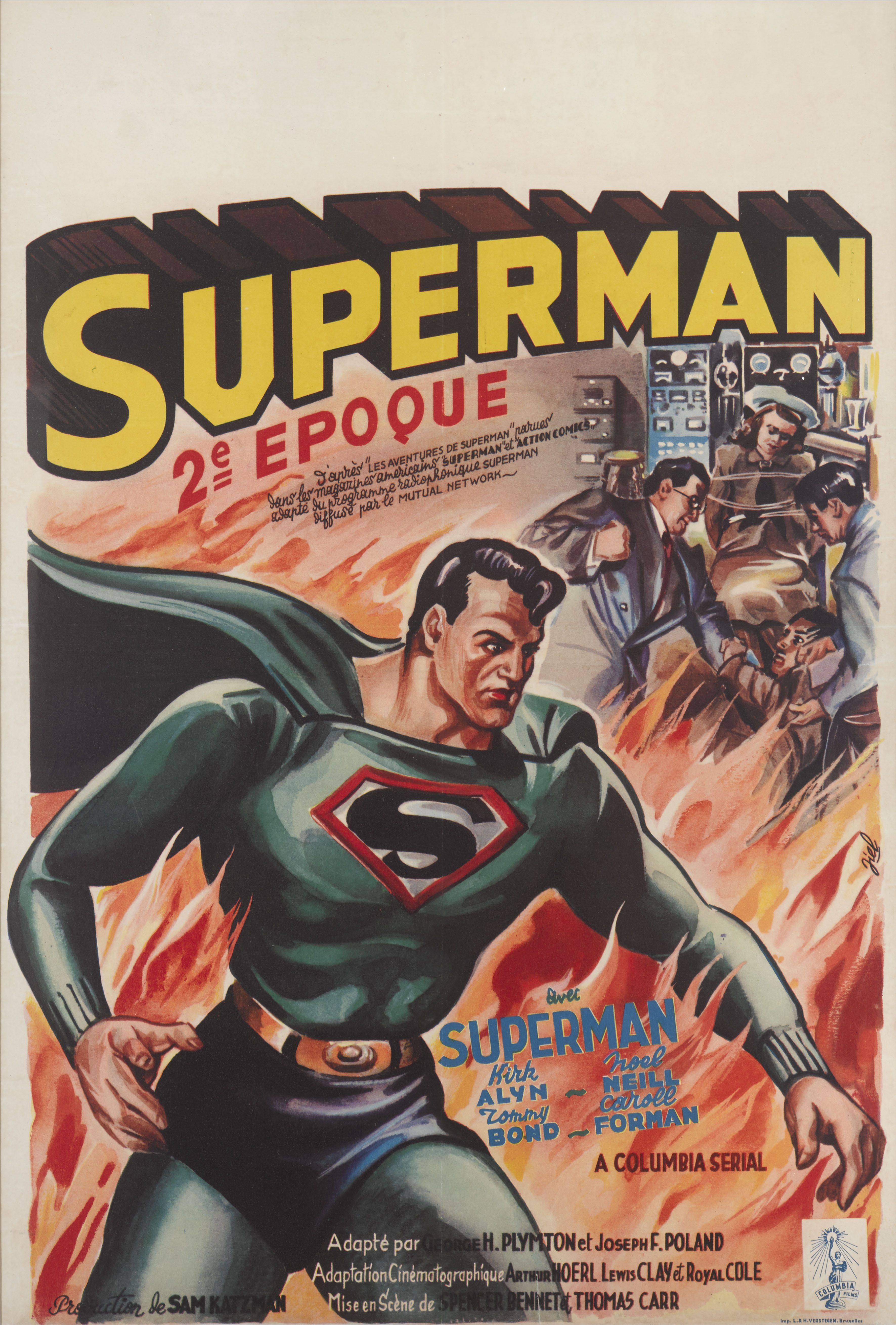 Superman (1948) Original Belgian poster Unframed: 21.5 x 14 in. (54.6 x 35.5 cm)Framed: 26 1/2 x - Image 2 of 3