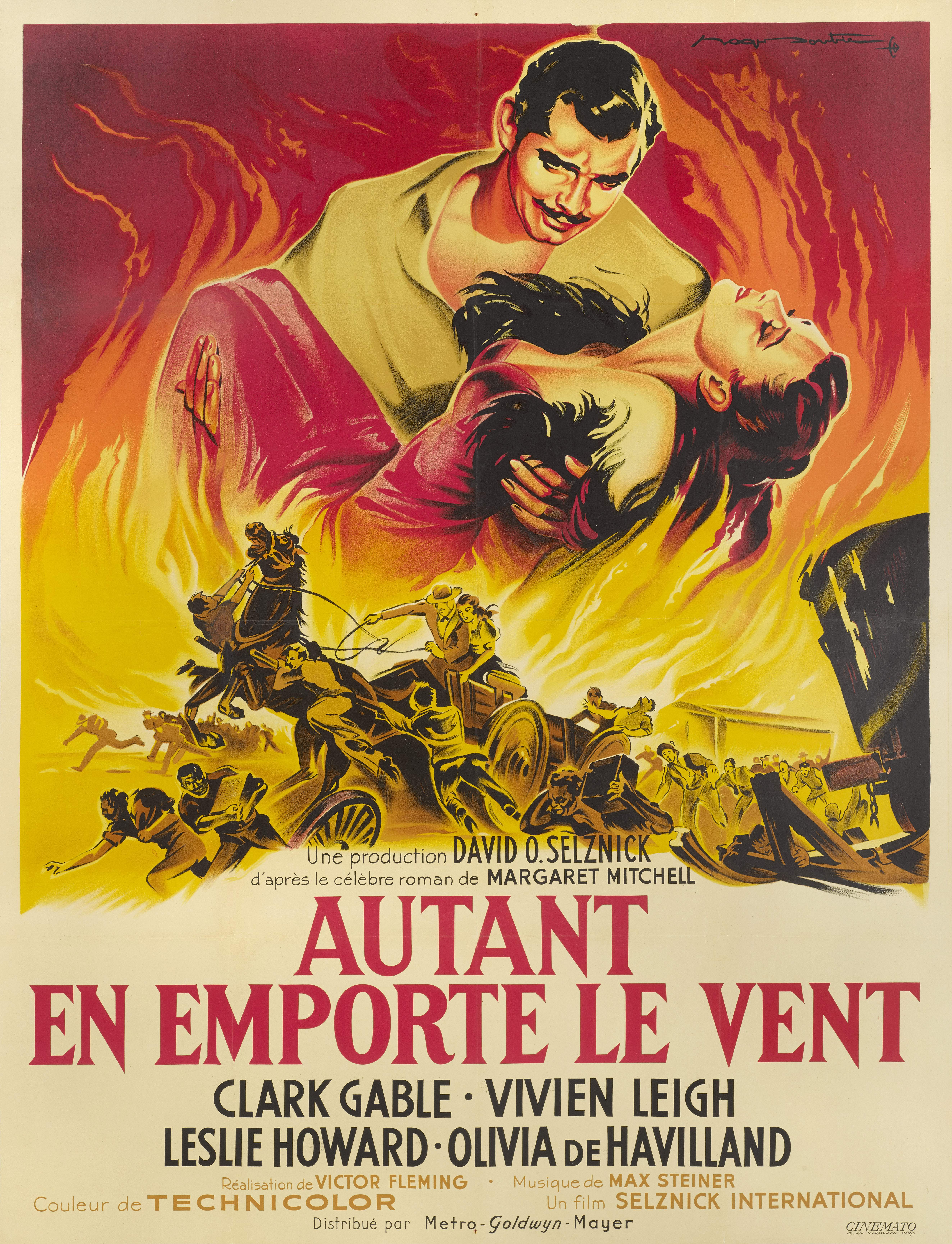 Gone with the Wind (1939) Original French poster. Re-release 1953 Artist: Roger Soubie (1898-1984)Un