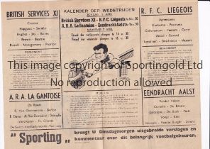 R.F.C LIEGEOIS V BRITISH SERVICES XI 1945 Joint issue programme for the match in Belgium 1/4/1945