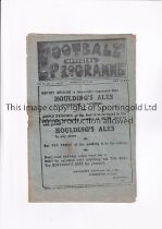 LIVERPOOL V BOLTON WANDERERS 1920 Programme for the League match at Liverpool 4/2/1920, staple