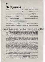 ARSENAL Player contract dated 1961-1963. Generally good