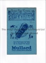 QPR V MERTHYR TOWN 1927 Programme for the League match at Rangers 15/10/1927, very slightly creased.