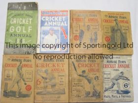 ATHLETIC NEWS CRICKET ANNUALS Eight annuals, 1926, 1927, back cover marked, 1928, 1929, 1930,