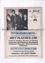 THE DAMNED Programme for Chelsea at home v Wolves 11/12/1976 with the advert for the new single "New