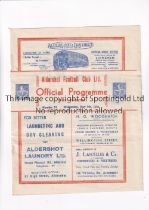 ALDERSHOT V ROYAL VERVIETOIS 1951 / FESTIVAL OF BRITAIN Programme for the match at Aldershot 9/5/