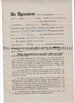 GILBERT ALDISS / TRANMERE ROVERS Player's contract hand signed by both parties 19/8/1946.
