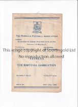 F.A. XI TOUR OF THE WEST INDIES 1955 Programme for the away match v Bermuda 12/5/1955, slight