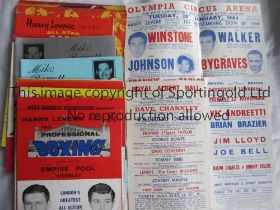 BOXING PROGRAMMES Sixteen programmes for boxing evenings at the Empire Pool, Wembley, Olympia Circus