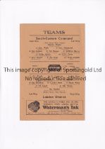 SERVICES FOOTBALL AT BRENTFORD F.C. 1944 Programme for Eastern Command v London District 7/10/