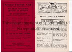 ARSENAL V TOTTENHAM HOTSPUR 1936 Programme for the London Combination match at Arsenal 18/1/1936,