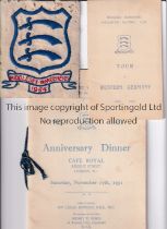 MIDDLESEX WANDERERS Player itinerary card, player letter and shirt badge for the Tour of West