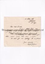 HUGHIE GALLAGHER / AUTOGRAPHED LETTER A signed handwritten letter on lined paper. Good