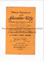LEICESTER CITY V SOUTHAMPTON 1946 Programme for the League match at Leicester 2/11/1946, slightly