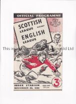 SCOTTISH LEAGUE V FOOTBALL LEAGUE 1950 Programme for the match 29/11/1950 at Ibrox Stadium, Glasgow,