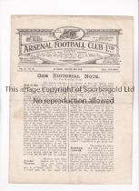 ARSENAL Programme for the home League match v Manchester City 20/1/1923, slightly folded in four and