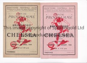 CHELSEA Two away programmes for Reserve Team matches at Brentford in season 1948/9, 28/8/1948 and