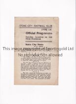 STOKE CITY V EVERTON 1945 Programme for the FL North at Stoke 1/12/1945, horizontal creases.