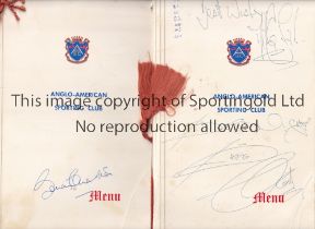SPORTING / MUSIC AUTOGRAPHS Two Anglo-American Sporting Club menus in honour of Bobby Charlton 23/