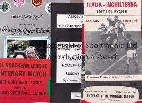 FOOTBALL LEAGUE Five programmes v Italian Football League 9/5/1964 in Milan, England 24/5/1963 at