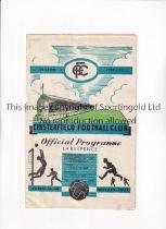 CHESTERFIELD V R.S.C. ANDERLECHT 1951 / FESTIVAL OF BRITAIN Programme for the match at Aldershot