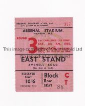 ARSENAL Ticket for the home FA Cup tie v Sheffield Wednesday 7/1/1950, slightly creased. Arsenal won