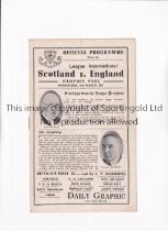 SCOTTISH LEAGUE V FOOTBALL LEAGUE 1947 Programme for the match 12/3/1947 at Hampden Park, Glasgow,