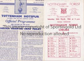 CHELSEA Three programmes for away Football Combination matches v Tottenham Hotspur 9/4/60,