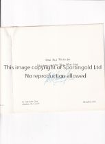 ALF RAMSEY SIGNED XMAS CARD 1972 Card with the Reception Hall at the FA on the cover and signed