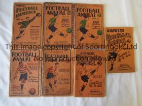 ANSWERS FOOTBALL ANNUALS Seven annuals: 1930/1, 1931/2, 1932/3, cover slightly worn and clear tape