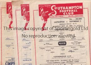 SOUTHAMPTON Three single sheet programmes for home League matches in season 1946/7 v Bury 7/9/