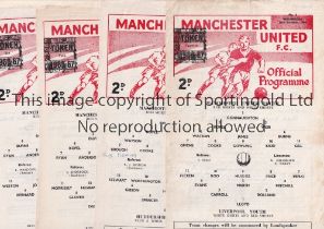 MANCHESTER UNITED Twenty one home single sheet programmes for the Central League season 1966/67,