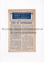 1944 FL NORTH WAR CUP SEMI-FINAL Programme for Manchester City at home v Blackpool 22/4/1944.