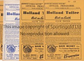 SOUTHPORT Nine home programmes v Chester 27/8/1955, tear to middle of spine, Oldham Athletic 26/11/