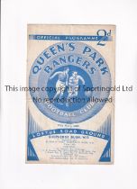 QUEEN'S PARK RANGERS V WATFORD 1937 Programme for the League match at Queen's Park Rangers 27/3/