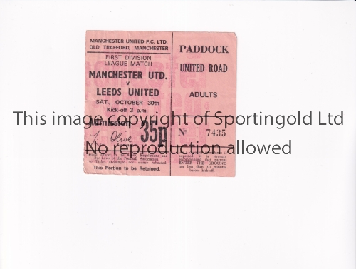 MANCHESTER UNITED V LEEDS UNITED 1971 Ticket for the League match at Old Trafford 30/10/1971, - Image 4 of 4