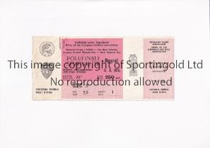 UEFA EURO 1976 Ticket for the Semi-Final, Yugoslavia v West Germany Beograd at the Red Star