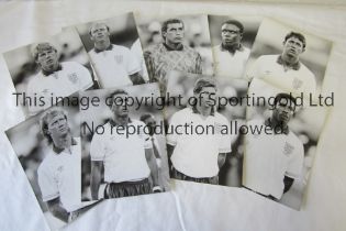 PRESS PHOTOS / ENGLAND Nine B/W 8.5" X 6.5" photos with Press stickers on the reverse from the