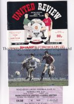 1991 LEAGUE CUP SEMI-FINAL / MANCHESTER UNITED V LEEDS UNITED Programme and ticket for the First leg