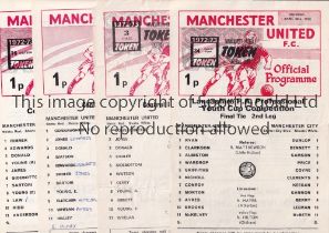 MANCHESTER UNITED Thirteen home single sheet programmes for the Central League matches, including