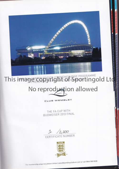2013 FA CUP FINAL Official Limited Edition Commemorative Hardback Programme, Number 1, by Club - Image 3 of 4