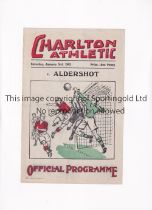 CHARLTON ATHLETIC V ALDERSHOT 1942 Single sheet programme for League match at Charlton 3/1/1942,