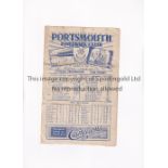 ARSENAL Programme for the away FL South match v Portsmouth 1/12/1945, horizontal creases, scores