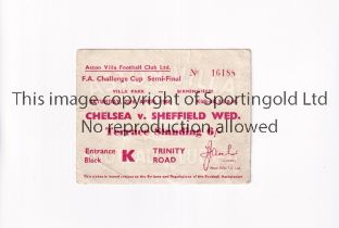 1966 FA CUP SEMI-FINAL AT ASTON VILLA F.C. Ticket for the Chelsea v Sheffield Wednesday at Villa