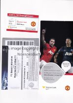 MANCHESTER UNITED Match ticket, Thomas Cook menu and VIP Overnight Coach ticket for the away