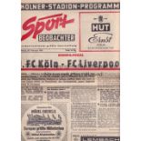 1964/65 EUROPEAN CUP KOLN V LIVERPOOL First Leg played 10/2/1965 at Mungersdorfer Stadion. 12-