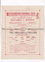 SOUTHAMPTON V BRENTFORD 1947 Single sheet programme for the Combination Cup tie at Southampton 18/