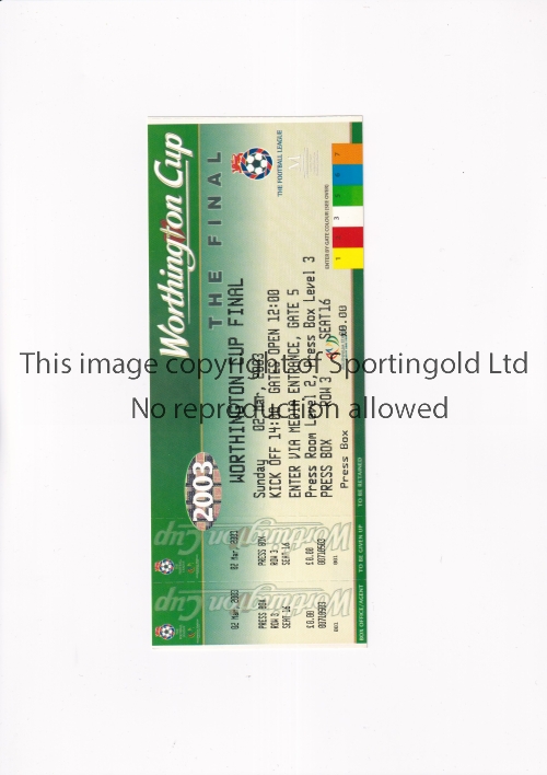 2003 LEAGUE CUP FINAL Unused Press ticket for Manchester United v Liverpool at Millenium Stadium - Image 2 of 4