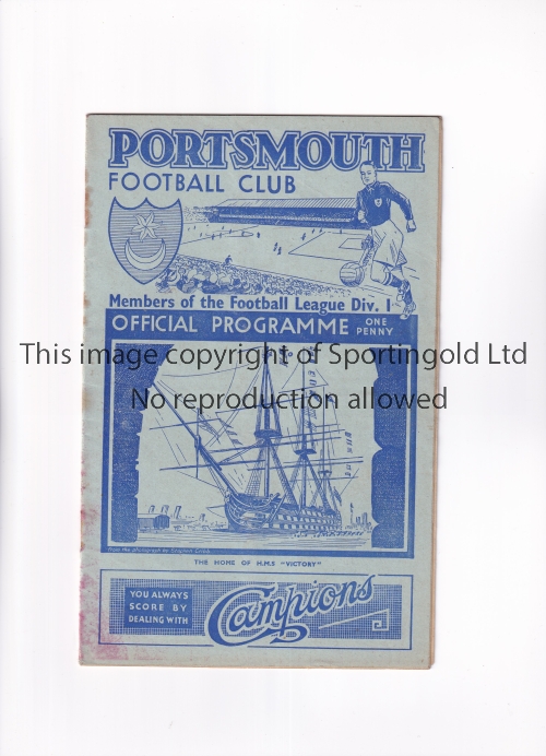 CHELSEA Programme for the away League match v Portsmouth 2/10/1937, staples rusted away, slight - Image 2 of 4